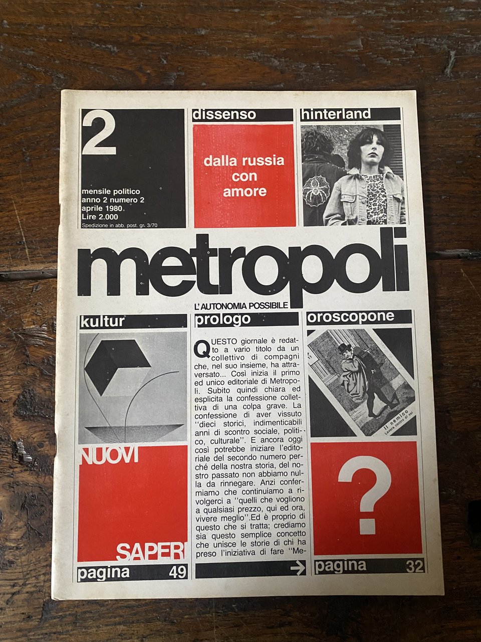 Metropoli mensile politico anno 2 numero 2 aprile 1980