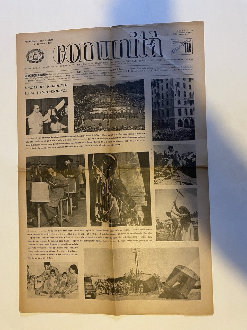 Olivetti Adriano Comunità Rivista quindicinale Anno II n. 18 settembre …