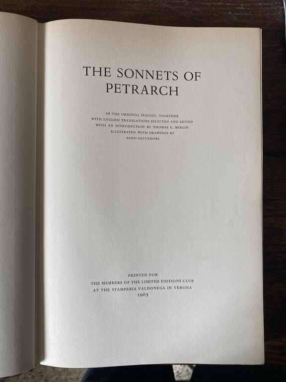 Petrarca Francesco The Sonnets of Petrarch Valdonega Bodoni 1965