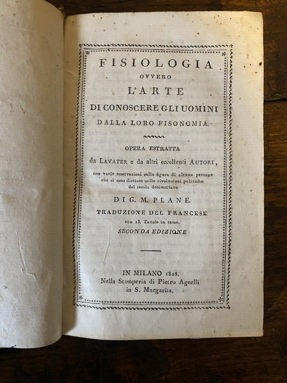 Plane G. M. Fisiologia ovvero l'arte di conoscere gli uomini