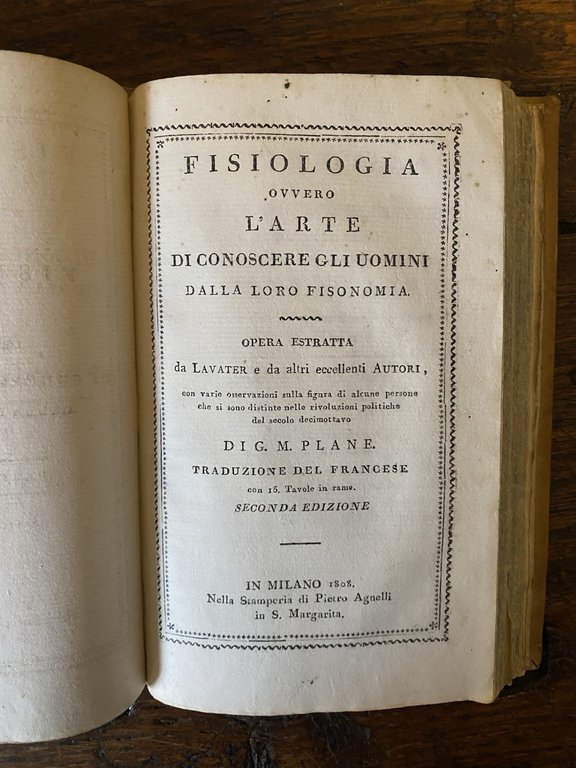 Plane G. M. Fisiologia ovvero l'arte di conoscere gli uomini
