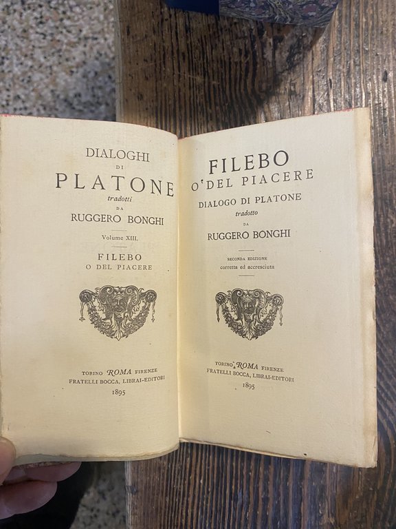 Platone I dialoghi tradotti da Ruggero Bonghi Torino Fratelli Bocca …