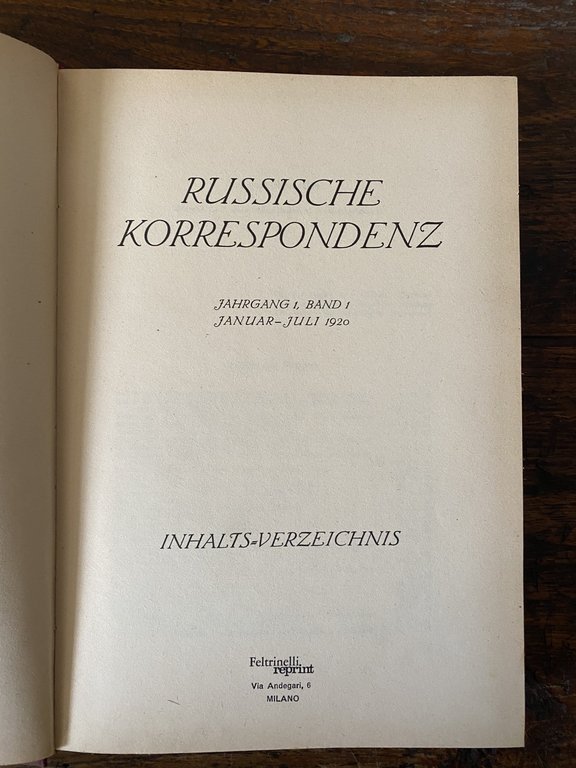 Radek Karl diretta da Russischen Korrespondenz 1920 - 1922 Feltrinelli …