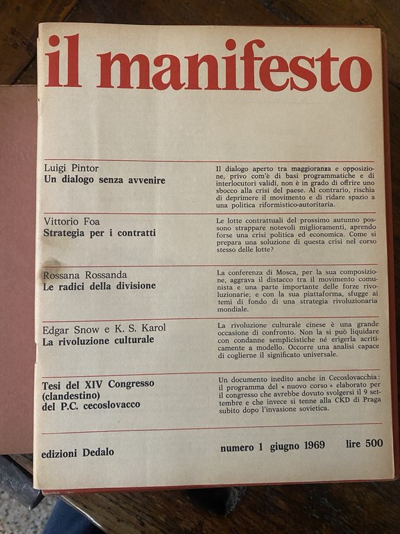 Rossanda Rossana Magri Lucio diretto da, Il manifesto 1969 / … | Immagine Gallery 2