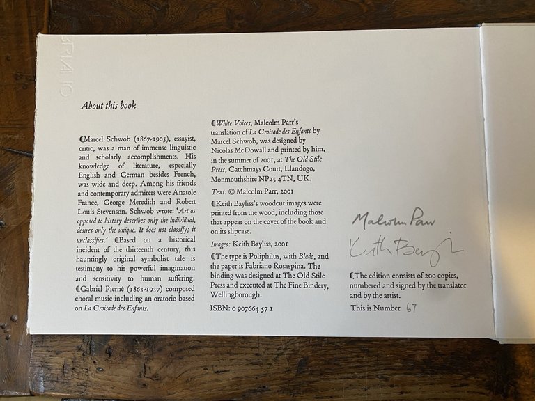 Schwob Marcel Bayliss Keith Whith VoicesThe Old Stile Press 2001 | Immagine Gallery 2