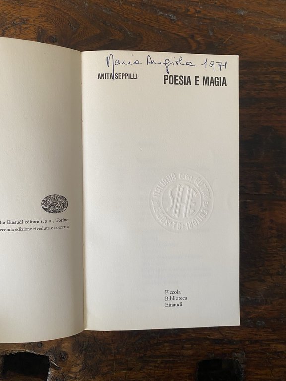 Seppilli Anita Poesia e magia Torino Einaudi 1971