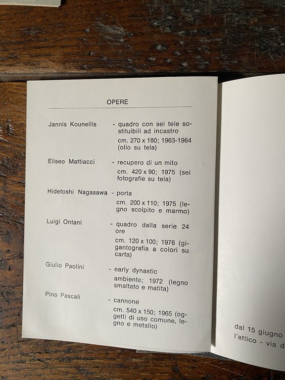 Sergentini Fabio Brochure della collettiva Roma Galleria l'Attico 1977