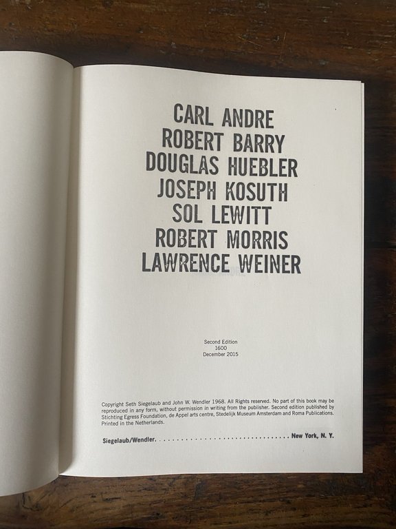 Siegelaub Seth Wendler John W. The Xerox Book Amsterdam Stedelijk …