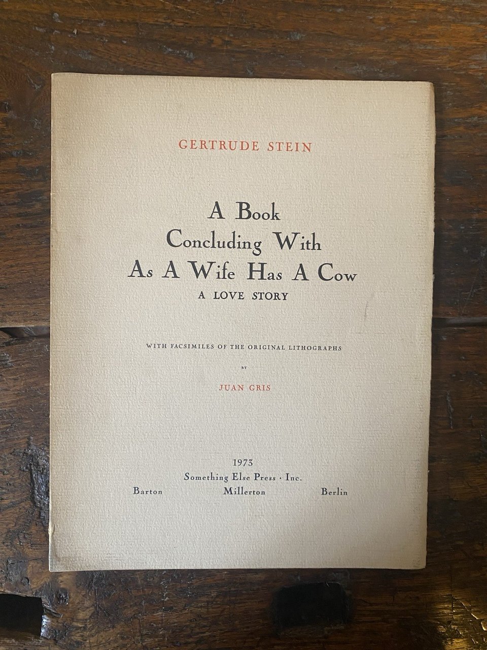 Stein Gertrude A Book Concluding With As A Wife Has …