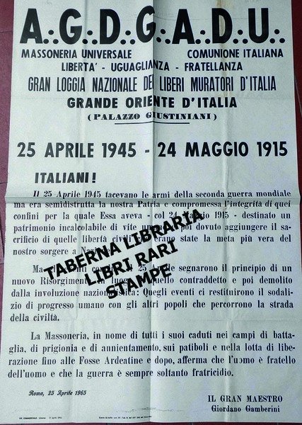A.G.D.G.A.D.U. Massoneria Universale - Comunione Italiana - Libertà-Uguaglianza-Fratellanza. Gran loggia …