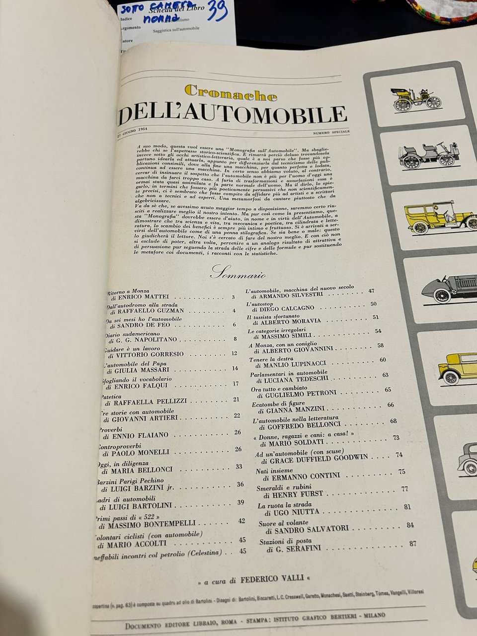 Cronache dell'automobile. Numero speciale 26 giugno 1954