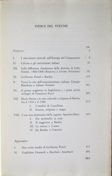 Studi e Ricerche di Storia Ereticale Italiana del Cinquecento