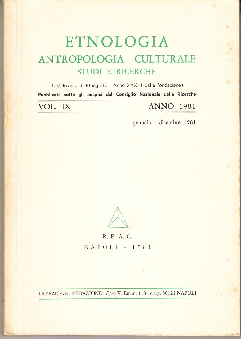 Etnologia Antropologia Culturale. Studi e Ricerche (già Rivista di Etnografia …