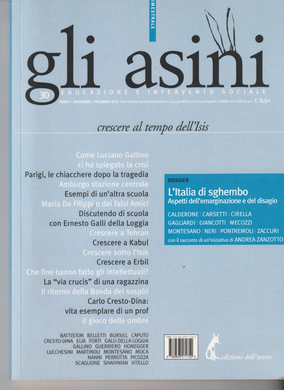 Gli Asini 30 Novembre-Dicembre 2015. Crescere a tempo dell'Isis | Immagine principale