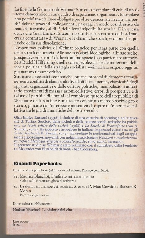 La crisi di Weimar. Crisi di sistema e sconfitta operaia