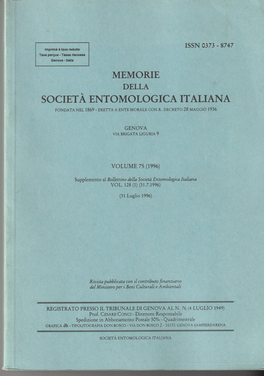 Memorie della Società Entomologica Italiana. Fondata nel 1869 - Eretta …