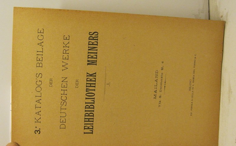 1o Katalog's Beilage der Deutschen Werke der Leihbibliothek Meiners; 2o …