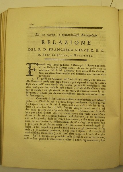 Di un nuovo e maraviglioso sonnambulo; LEG. CON Riflessioni. intorno …