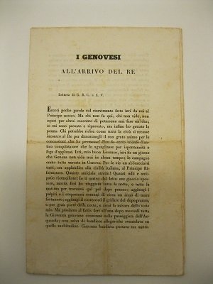 I genovesi all'arrivo del Re. Lettera di G. B. C. …