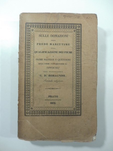 Sulle donazioni sulle prede marittime, sulla qualificazione dei fiumi e …