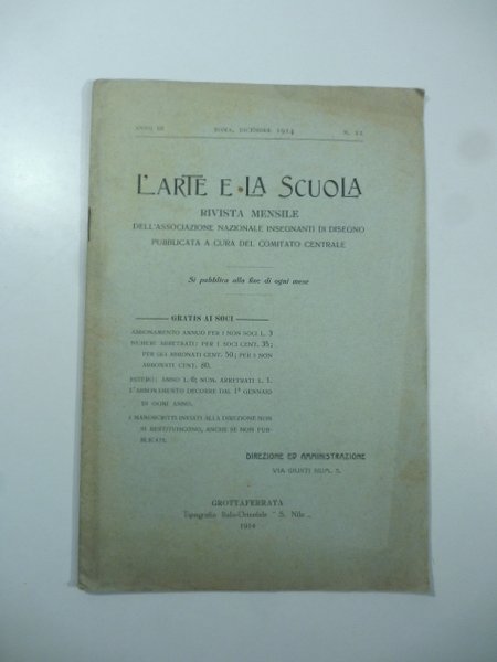 L'Arte e la scuola. Rivista mensile dell'Associazione Nazionale degli insegnanti …