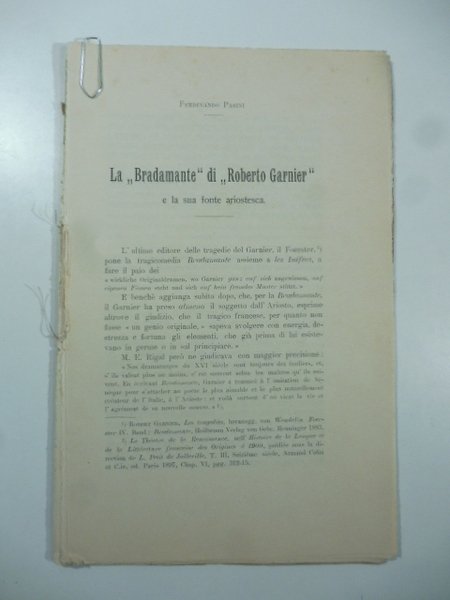 La Bradamante di Roberto Garnier e la sua fonte ariostesca