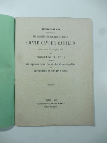 Discorso pronunziato. sul progetto di legge relativo alla cospirazione contro …