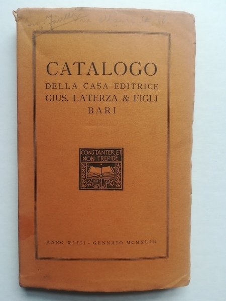 Catalogo della casa editrice Giuseppe Laterza & figli, Bari, anno …