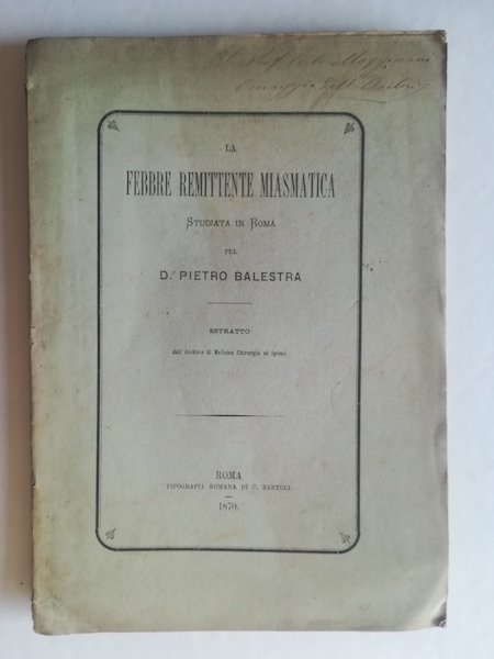 La febbre remittente miasmatica studiata in Roma