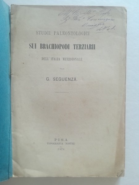 Studii paleontologici sui brachiopodi terziarii dell'Italia meridionale