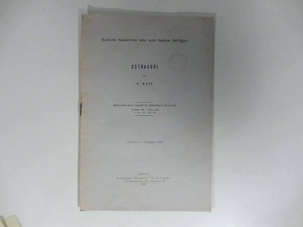 Ricerche faunistiche nelle isole italiane dell'Egeo. Ostracodi
