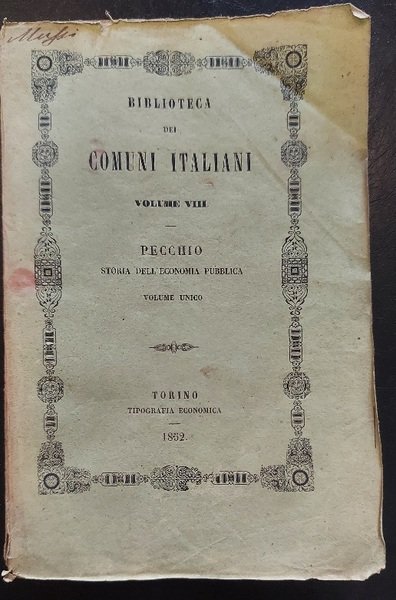 Storia della economia pubblica in Italia ossia epilogo critico degli …