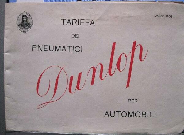 Tariffa dei pneumatici Dunlop per automobili, marzo 1908