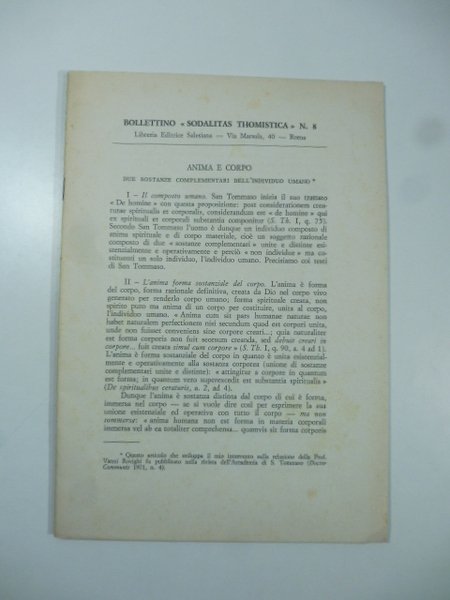 Bollettino "Sodalitas Thomistica" n. 8