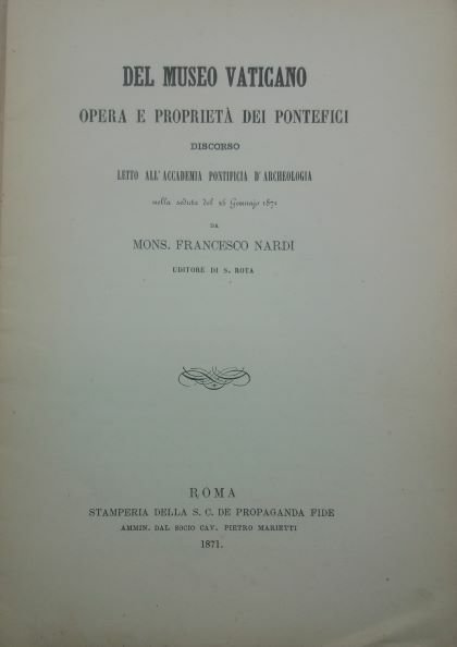 Del museo vaticano opera e proprieta' dei pontefici. Discorso letto …