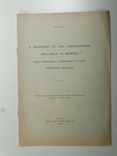 A proposito di una smicromyrme dell'isola di Borneo - nota …