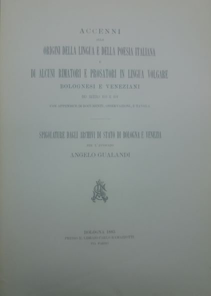 Accenni alle origini della lingua e della poesia italiana e …