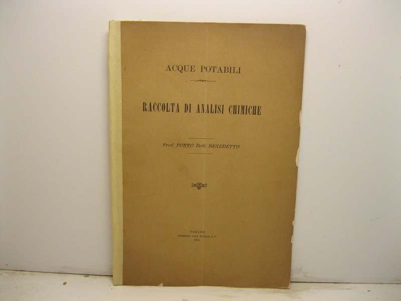 Acque potabili. Raccolta di analisi chimiche