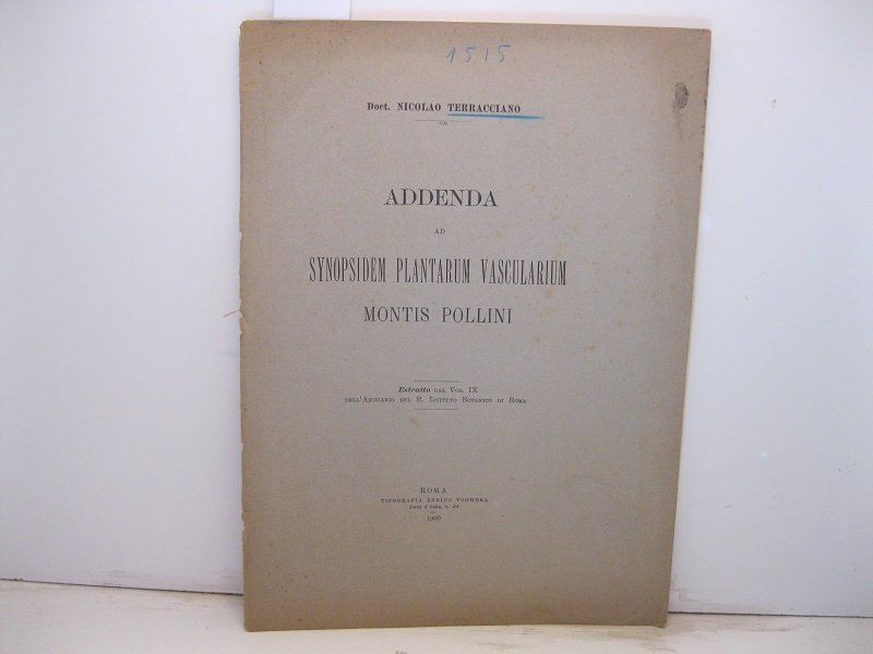 Addenda ad synopsidem plantarum vascularium montis Pollini. Estratto dal vol. …