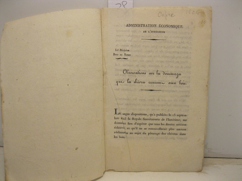 Administration economique de l'interieur. Observations sur le dommages que les …