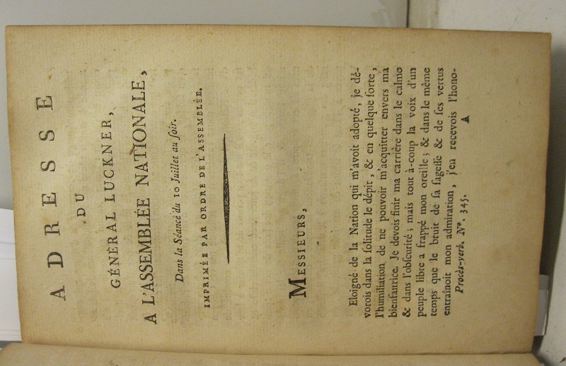 Adresse du Ge'neral Luckner a' l'Assemble'e Nationale dans la seance …