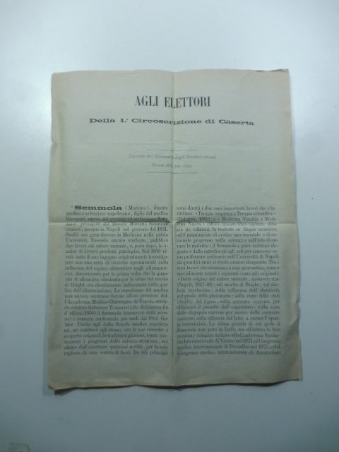 Agli elettori della 1o circoscrizione di Caserta. (Estratto dal dizionario …