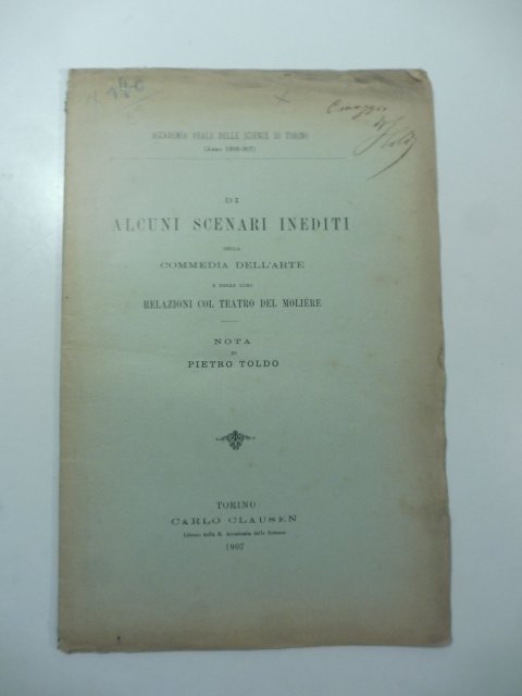 Alcuni scenari inediti della Commedia dell'arte e delle loro relazioni …