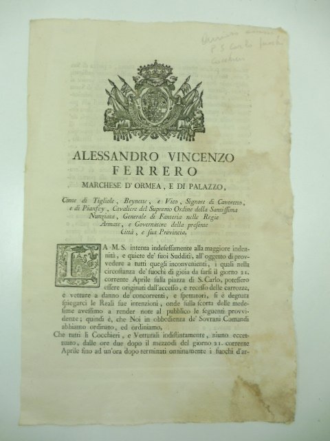 Alessandro Vincenzo Ferrero marchese d'Ormea e di Palazzo conte di …