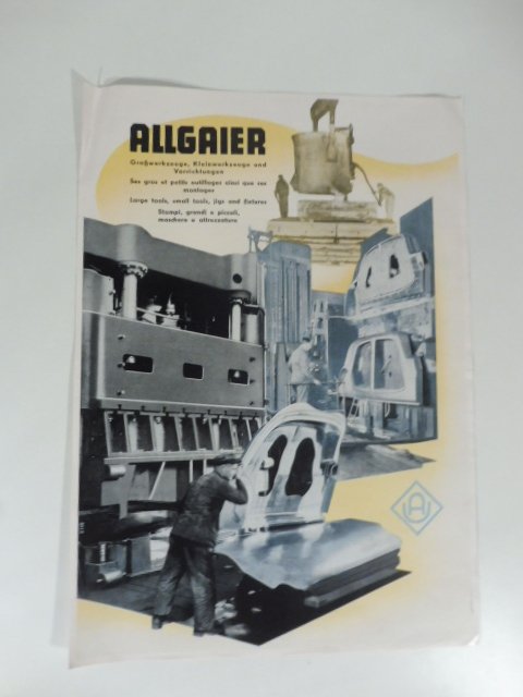 Allgaier large tools, small tools, jigs and fixtures. Pieghevole pubblicitario