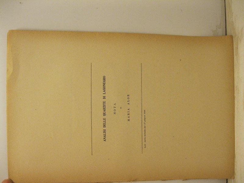 Analisi delle quarzite di Lagonegro. Nota