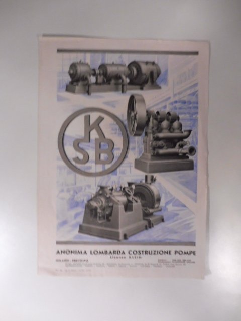 Anonima Lombarda Costruzione Pompe. Licenze Klein. Pieghevole pubblicitario