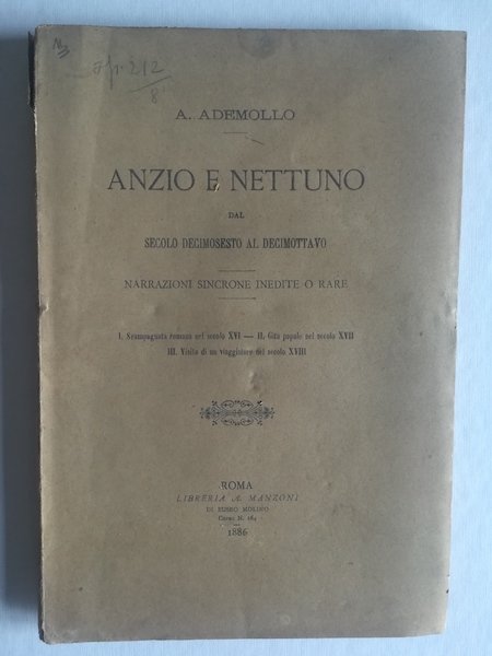 Anzio e Nettuno dal secolo decimosesto al decimottavo. Narrazioni sincrone