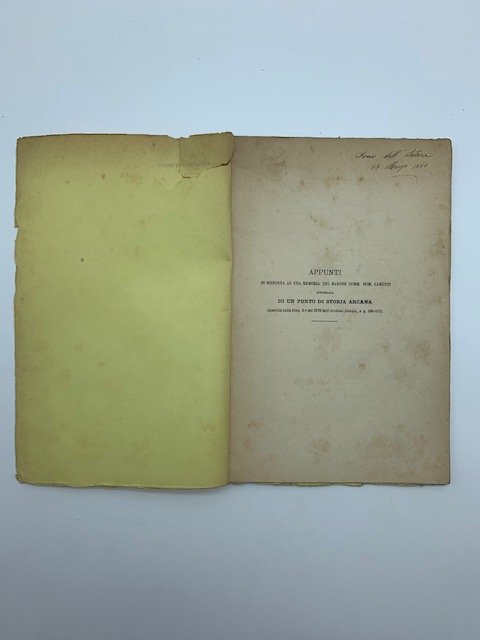 Appunti in risposta ad una memoria del Barone Comm. Dom. …