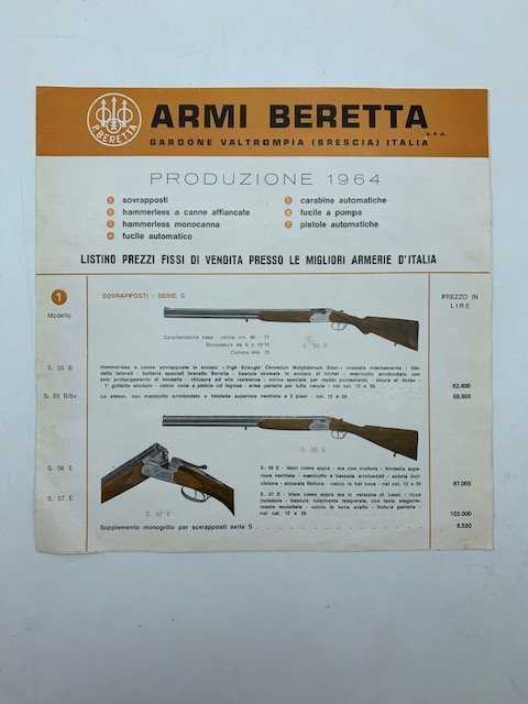Armi Beretta, Gardone Valtrompia. Produzione 1964 (brochure catalogo)